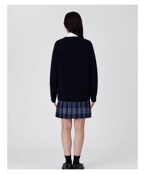 EASTBOY(イーストボーイ)の「セーター 綿×裏暖プレーティング 7G バニラ女神 女子 制服 学生服 中学 高校 スクール(ニット/セーター・キッズ・ネイビー・9号/11号/13号)」の9枚目の写真