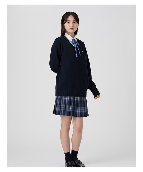 EASTBOY(イーストボーイ)の「セーター 綿×裏暖プレーティング 7G バニラ女神 女子 制服 学生服 中学 高校 スクール(ニット/セーター・キッズ・ネイビー・9号/11号/13号)」の8枚目の写真
