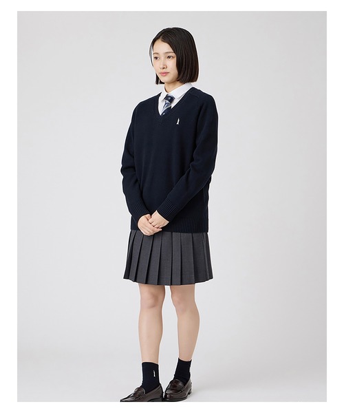 EASTBOY(イーストボーイ)の「セーター 綿×裏暖プレーティング 7G バニラ女神 女子 制服 学生服 中学 高校 スクール(ニット/セーター・キッズ・ネイビー・9号/11号/13号)」の14枚目の写真