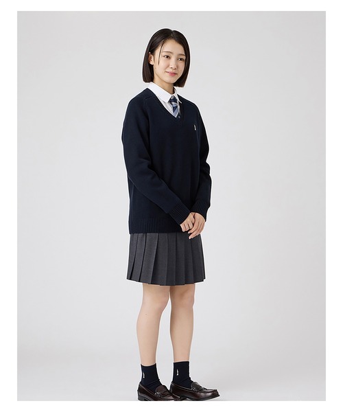 EASTBOY(イーストボーイ)の「セーター 綿×裏暖プレーティング 7G バニラ女神 女子 制服 学生服 中学 高校 スクール(ニット/セーター・キッズ・ネイビー・9号/11号/13号)」の15枚目の写真