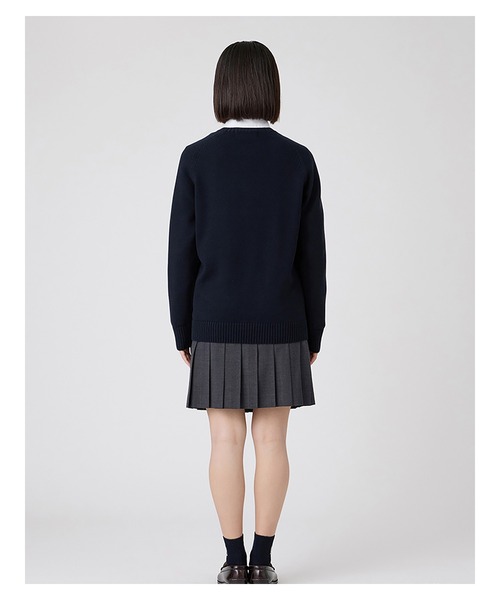 EASTBOY(イーストボーイ)の「セーター 綿×裏暖プレーティング 7G バニラ女神 女子 制服 学生服 中学 高校 スクール(ニット/セーター・キッズ・ネイビー・9号/11号/13号)」の16枚目の写真