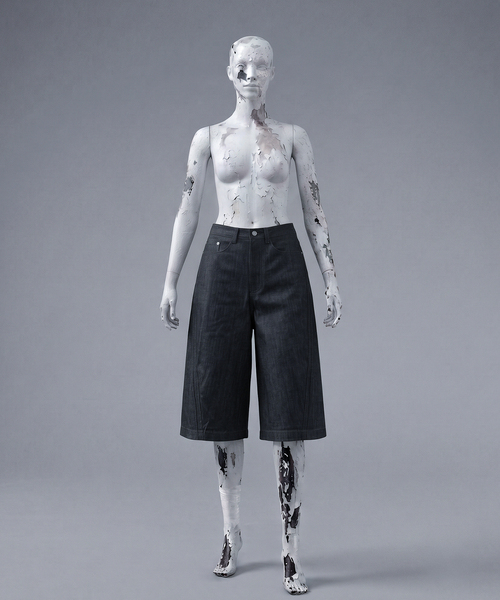 NVRFRGT(ネヴァーフォーゲット)の「NVRFRGT / ネヴァーフォーゲット WISM 別注 3D WIDELEG JORTS(その他パンツ・メンズ・ネイビー/ブラック・3/1/2)」の3枚目の写真