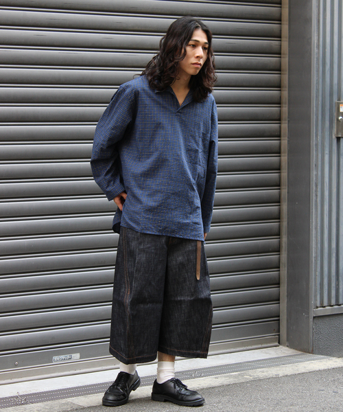 NVRFRGT(ネヴァーフォーゲット)の「NVRFRGT / ネヴァーフォーゲット WISM 別注 3D WIDELEG JORTS(その他パンツ・メンズ・ネイビー/ブラック・3/1/2)」の13枚目の写真