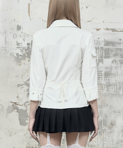 ETRE AU SOMMET(エトレオソメ)の「Jacquard Corset Line Pocket Shirt (White)(シャツ/ブラウス・レディース・ホワイト・FREE)」の7枚目の写真