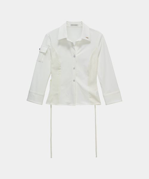ETRE AU SOMMET(エトレオソメ)の「Jacquard Corset Line Pocket Shirt (White)(シャツ/ブラウス・レディース・ホワイト・FREE)」の4枚目の写真