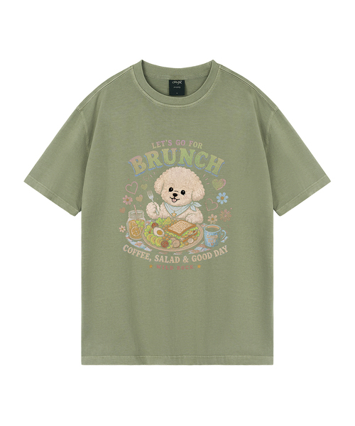 WILDROCK（ワイルドロック）の「[ワイルドシュン] ビションブランチクラブピグメントオーバーサイズ半袖Tシャツ（Tシャツ/カットソー・レディース・ピンク/ブルー/チャコール/ライトグレー/カーキ/ライトパープル/ブラック/ホワイト・X-SMALL/SMALL/MEDIUM/LARGE/FREE）」の6枚目の写真