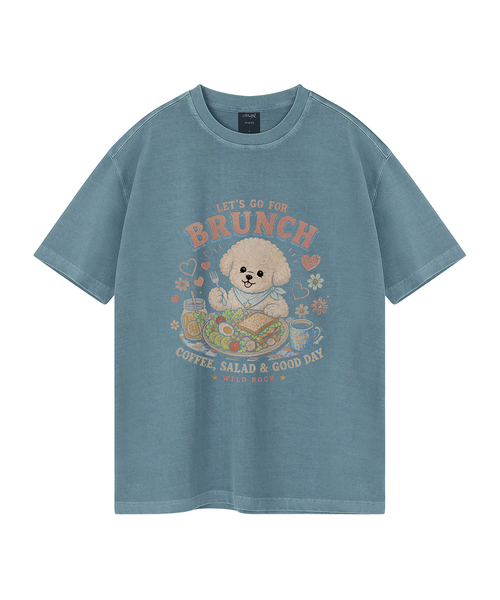 WILDROCK（ワイルドロック）の「[ワイルドシュン] ビションブランチクラブピグメントオーバーサイズ半袖Tシャツ（Tシャツ/カットソー・レディース・ピンク/ブルー/チャコール/ライトグレー/カーキ/ライトパープル/ブラック/ホワイト・X-SMALL/SMALL/MEDIUM/LARGE/FREE）」の7枚目の写真