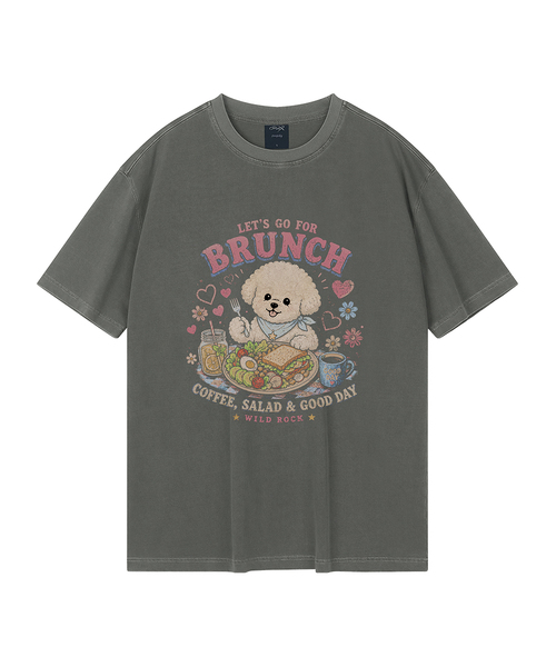 WILDROCK（ワイルドロック）の「[ワイルドシュン] ビションブランチクラブピグメントオーバーサイズ半袖Tシャツ（Tシャツ/カットソー・レディース・ピンク/ブルー/チャコール/ライトグレー/カーキ/ライトパープル/ブラック/ホワイト・X-SMALL/SMALL/MEDIUM/LARGE/FREE）」の5枚目の写真