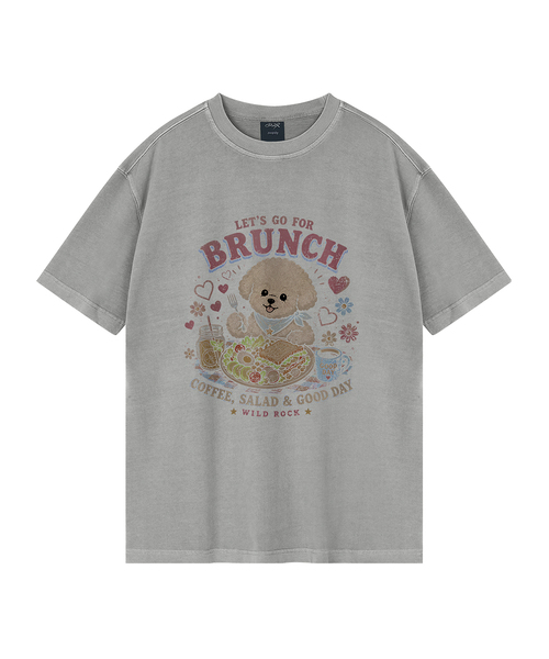 WILDROCK（ワイルドロック）の「[ワイルドシュン] ビションブランチクラブピグメントオーバーサイズ半袖Tシャツ（Tシャツ/カットソー・レディース・ピンク/ブルー/チャコール/ライトグレー/カーキ/ライトパープル/ブラック/ホワイト・X-SMALL/SMALL/MEDIUM/LARGE/FREE）」の4枚目の写真