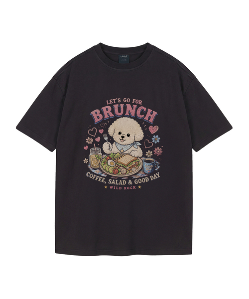 WILDROCK（ワイルドロック）の「[ワイルドシュン] ビションブランチクラブピグメントオーバーサイズ半袖Tシャツ（Tシャツ/カットソー・レディース・ピンク/ブルー/チャコール/ライトグレー/カーキ/ライトパープル/ブラック/ホワイト・X-SMALL/SMALL/MEDIUM/LARGE/FREE）」の3枚目の写真