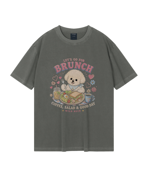 WILDROCK（ワイルドロック）の「[ワイルドシュン] ビションブランチクラブピグメントオーバーサイズ半袖Tシャツ（Tシャツ/カットソー・レディース・ピンク/ブルー/チャコール/ライトグレー/カーキ/ライトパープル/ブラック/ホワイト・X-SMALL/SMALL/MEDIUM/LARGE/FREE）」の14枚目の写真