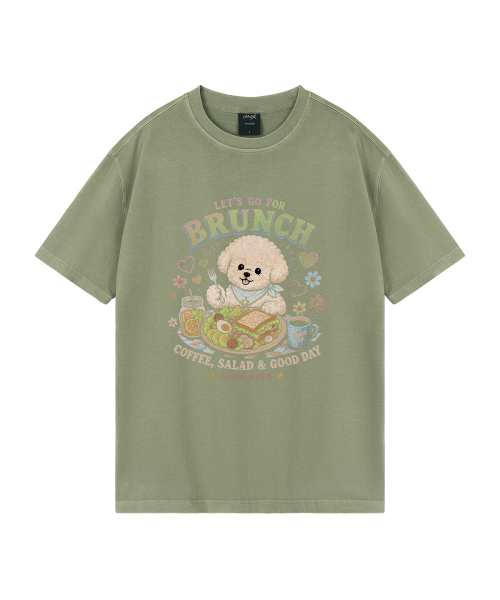 WILDROCK（ワイルドロック）の「[ワイルドシュン] ビションブランチクラブピグメントオーバーサイズ半袖Tシャツ（Tシャツ/カットソー・レディース・ピンク/ブルー/チャコール/ライトグレー/カーキ/ライトパープル/ブラック/ホワイト・X-SMALL/SMALL/MEDIUM/LARGE/FREE）」の10枚目の写真