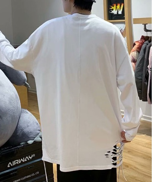 DOUBLE STEAL(ダブルスティール)の「DSダメージデザインロンT(Tシャツ/カットソー・メンズ・ブラック/ホワイト・X-LARGE/LARGE/MEDIUM/SMALL)」の4枚目の写真