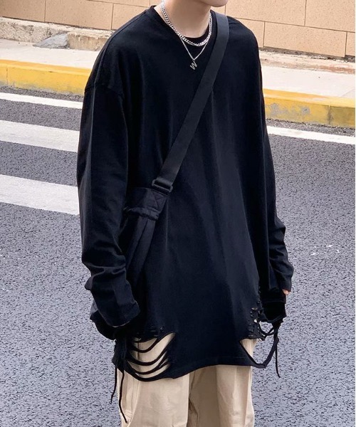 DOUBLE STEAL(ダブルスティール)の「DSダメージデザインロンT(Tシャツ/カットソー・メンズ・ブラック/ホワイト・X-LARGE/LARGE/MEDIUM/SMALL)」の5枚目の写真