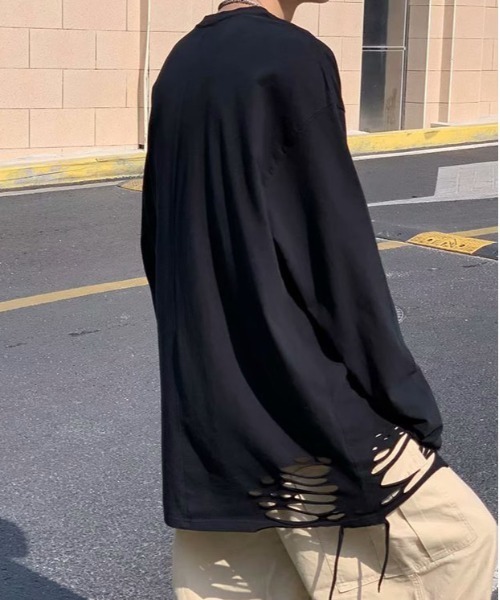 DOUBLE STEAL(ダブルスティール)の「DSダメージデザインロンT(Tシャツ/カットソー・メンズ・ブラック/ホワイト・X-LARGE/LARGE/MEDIUM/SMALL)」の6枚目の写真