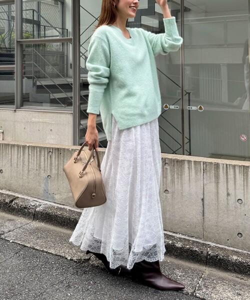 NOLLEY’S（ノーリーズ）の「《手洗い可能》ヘアリーVネックプルオーバー（ニット/セーター・レディース・ブラック/ベージュ/ブラウン/ミント・38）」の7枚目の写真