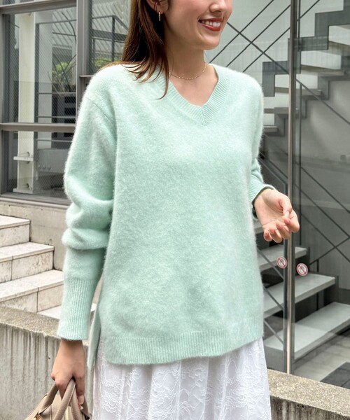 NOLLEY’S（ノーリーズ）の「《手洗い可能》ヘアリーVネックプルオーバー（ニット/セーター・レディース・ブラック/ベージュ/ブラウン/ミント・38）」の8枚目の写真