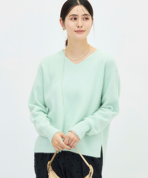 NOLLEY’S（ノーリーズ）の「《手洗い可能》ヘアリーVネックプルオーバー（ニット/セーター・レディース・ブラック/ベージュ/ブラウン/ミント・38）」の9枚目の写真