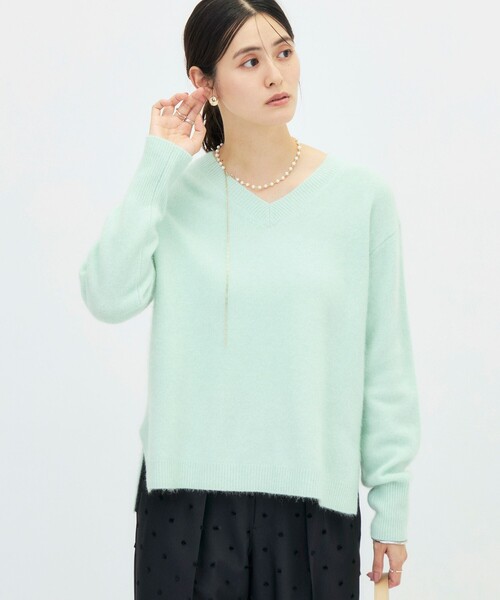 NOLLEY’S（ノーリーズ）の「《手洗い可能》ヘアリーVネックプルオーバー（ニット/セーター・レディース・ブラック/ベージュ/ブラウン/ミント・38）」の17枚目の写真