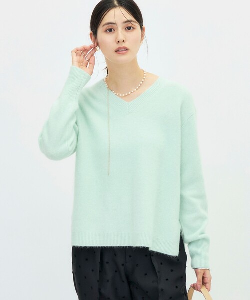NOLLEY’S（ノーリーズ）の「《手洗い可能》ヘアリーVネックプルオーバー（ニット/セーター・レディース・ブラック/ベージュ/ブラウン/ミント・38）」の21枚目の写真