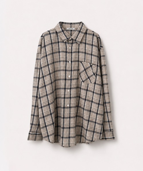 CANAL JEAN(キャナルジーン)の「Lakey Park 起毛チェックシャツ(シャツ/ブラウス・レディース・ベージュ/ネイビー/ブラック・ONE SIZE)」の1枚目の写真