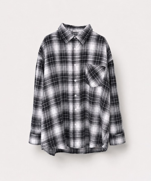 CANAL JEAN(キャナルジーン)の「Lakey Park 起毛チェックシャツ(シャツ/ブラウス・レディース・ベージュ/ネイビー/ブラック・ONE SIZE)」の2枚目の写真