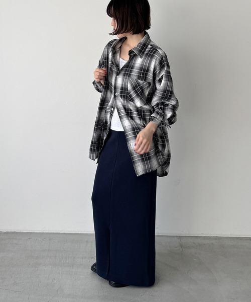 CANAL JEAN(キャナルジーン)の「Lakey Park 起毛チェックシャツ(シャツ/ブラウス・レディース・ベージュ/ネイビー/ブラック・ONE SIZE)」の13枚目の写真