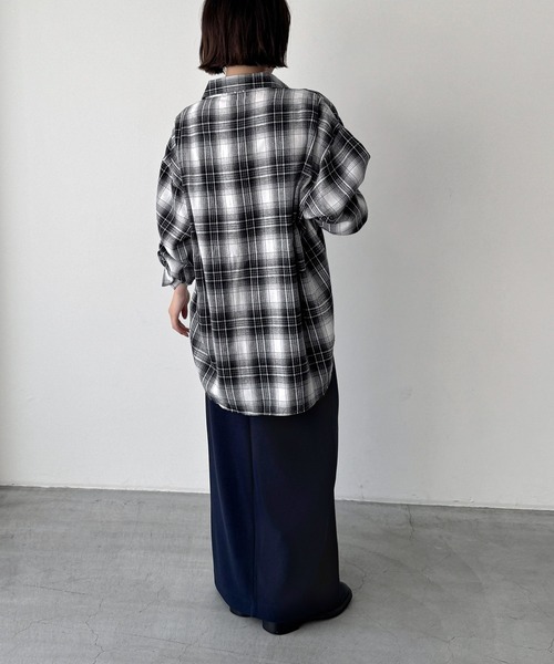 CANAL JEAN(キャナルジーン)の「Lakey Park 起毛チェックシャツ(シャツ/ブラウス・レディース・ベージュ/ネイビー/ブラック・ONE SIZE)」の14枚目の写真