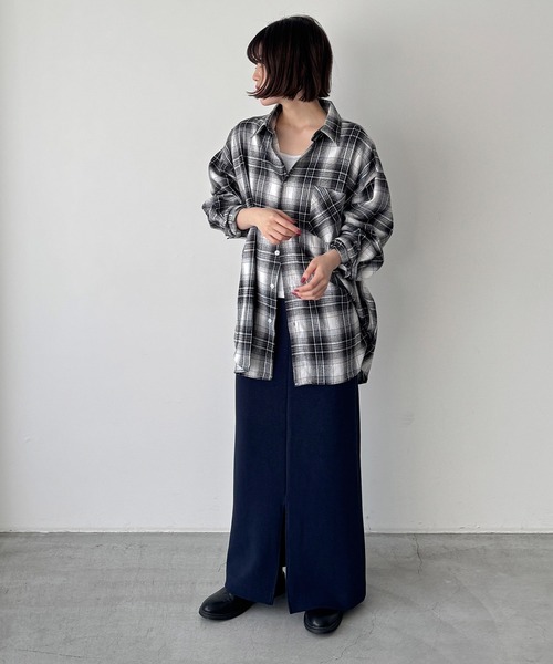 CANAL JEAN(キャナルジーン)の「Lakey Park 起毛チェックシャツ(シャツ/ブラウス・レディース・ベージュ/ネイビー/ブラック・ONE SIZE)」の15枚目の写真