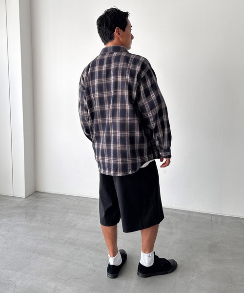 CANAL JEAN(キャナルジーン)の「Lakey Park 起毛チェックシャツ(シャツ/ブラウス・レディース・ベージュ/ネイビー/ブラック・ONE SIZE)」の17枚目の写真