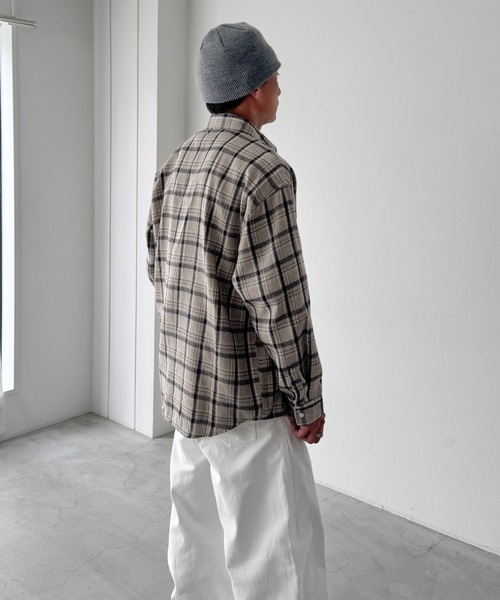 CANAL JEAN(キャナルジーン)の「Lakey Park 起毛チェックシャツ(シャツ/ブラウス・レディース・ベージュ/ネイビー/ブラック・ONE SIZE)」の20枚目の写真
