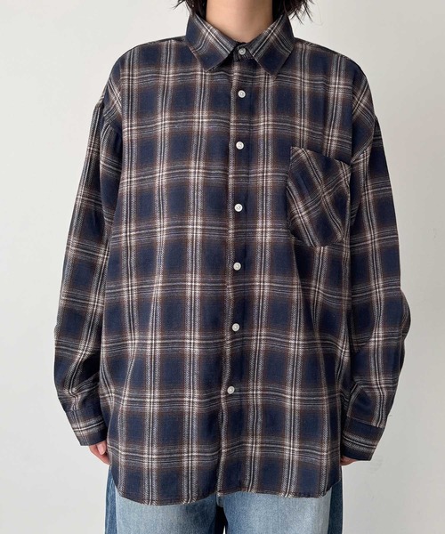 CANAL JEAN(キャナルジーン)の「Lakey Park 起毛チェックシャツ(シャツ/ブラウス・レディース・ベージュ/ネイビー/ブラック・ONE SIZE)」の6枚目の写真