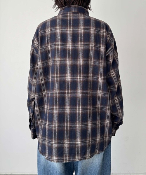 CANAL JEAN(キャナルジーン)の「Lakey Park 起毛チェックシャツ(シャツ/ブラウス・レディース・ベージュ/ネイビー/ブラック・ONE SIZE)」の8枚目の写真