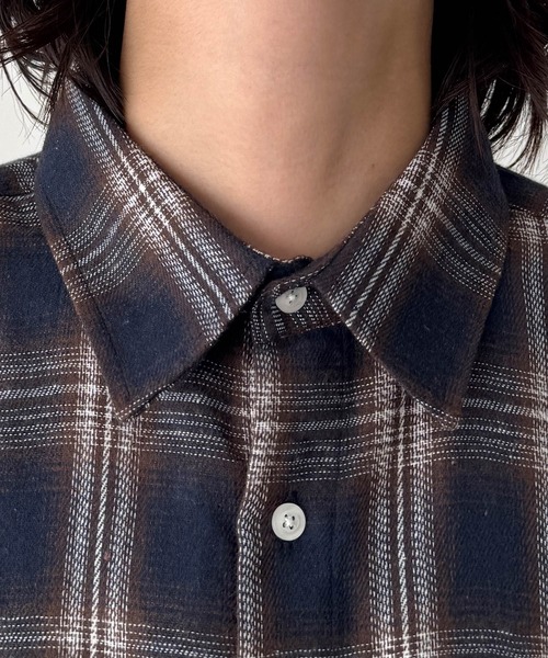 CANAL JEAN(キャナルジーン)の「Lakey Park 起毛チェックシャツ(シャツ/ブラウス・レディース・ベージュ/ネイビー/ブラック・ONE SIZE)」の9枚目の写真