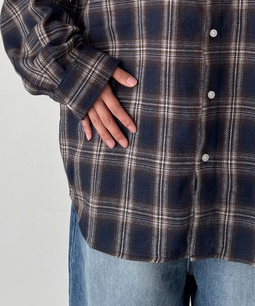 CANAL JEAN(キャナルジーン)の「Lakey Park 起毛チェックシャツ(シャツ/ブラウス・レディース・ベージュ/ネイビー/ブラック・ONE SIZE)」の10枚目の写真