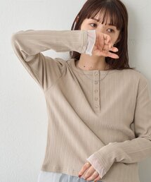 【WEB限定】裾チュールヘンリーネックプルオーバー