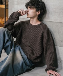 Rocky Monroe（ロッキーモンロー）の「新色追加 オーバーサイズ畦編みクルーネック長袖ニットセーター（ニット/セーター）」