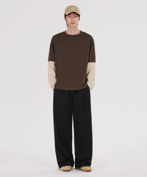 GLW（ジーエルダブリュ）の「[ユニセックス] レイヤードツートンロングスリーブTブラウン（Tシャツ/カットソー・メンズ・その他・SMALL/MEDIUM/LARGE/X-LARGE）」の3枚目の写真