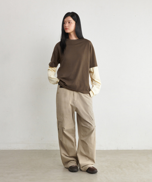 GLW（ジーエルダブリュ）の「[ユニセックス] レイヤードツートンロングスリーブTブラウン（Tシャツ/カットソー・メンズ・その他・SMALL/MEDIUM/LARGE/X-LARGE）」の5枚目の写真