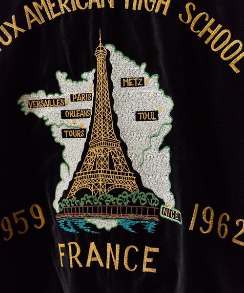 THRIFTY LOOK(スリフティールック)の「THRIFTY LOOK / スリフティールック FRANCE SOUVENIR BLOUSON フランス スーベニア ブルゾン スカジャン ボンバージャケット リバーシブル 別珍 ベロア サテン メンズ レディース 2026年 秋 秋服 冬 冬服(ブルゾン・メンズ・ブラック・MEDIUM/LARGE)」の7枚目の写真