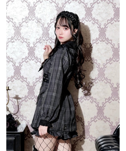 NOEMIE（ノエミー）の「ハトメ合皮リングネクタイセットアップ（ワンピース・レディース・レッド/ダークグレー/ブラック・M）」の8枚目の写真