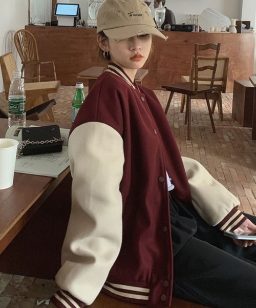 Flugge(フラッジー)の「オーバーサイズスタジャン(スタジャン・レディース・レッド/ネイビー・MEDIUM/LARGE)」の5枚目の写真