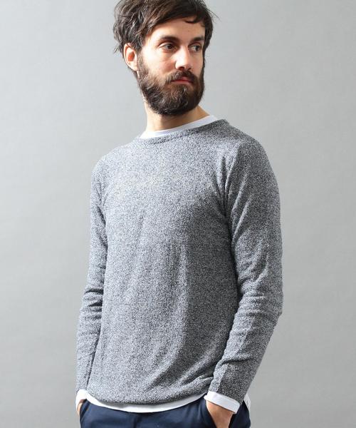 BEAUTY&YOUTH UNITED ARROWS（ビューティーアンドユースユナイテッドアローズ）の「BY ミックス ブークレ レイヤードニット◆（ニット/セーター・メンズ・グレー/ネイビー・MEDIUM/LARGE/X-LARGE/SMALL）」の2枚目の写真