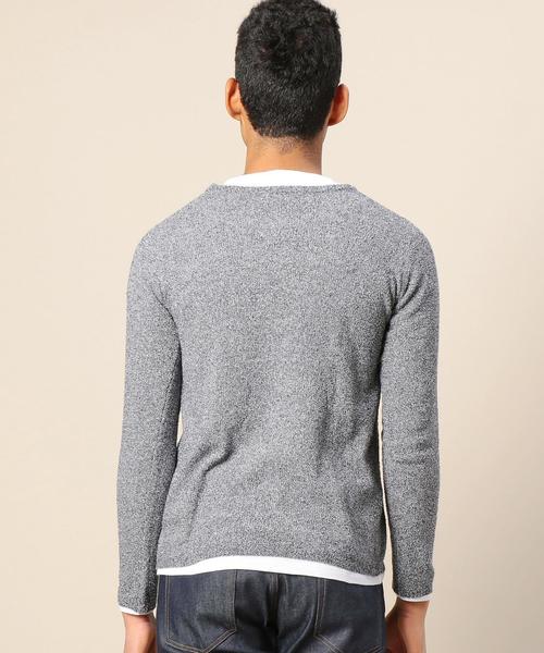 BEAUTY&YOUTH UNITED ARROWS（ビューティーアンドユースユナイテッドアローズ）の「BY ミックス ブークレ レイヤードニット◆（ニット/セーター・メンズ・グレー/ネイビー・MEDIUM/LARGE/X-LARGE/SMALL）」の9枚目の写真