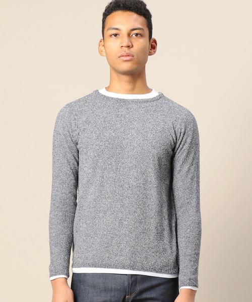 BEAUTY&YOUTH UNITED ARROWS（ビューティーアンドユースユナイテッドアローズ）の「BY ミックス ブークレ レイヤードニット◆（ニット/セーター・メンズ・グレー/ネイビー・MEDIUM/LARGE/X-LARGE/SMALL）」の10枚目の写真