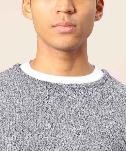 BEAUTY&YOUTH UNITED ARROWS（ビューティーアンドユースユナイテッドアローズ）の「BY ミックス ブークレ レイヤードニット◆（ニット/セーター・メンズ・グレー/ネイビー・MEDIUM/LARGE/X-LARGE/SMALL）」の3枚目の写真