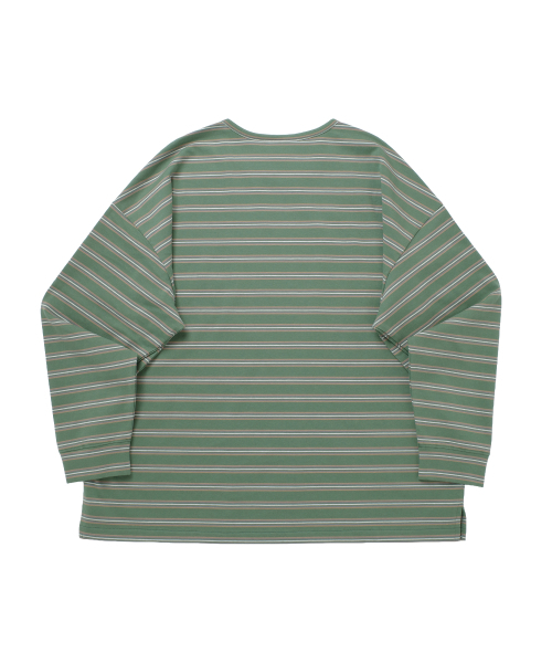 A NOTHING(アナッシング)の「STRIPE BINDING-NECK BOX TEE (Sage Green)(Tシャツ/カットソー・レディース・その他・MEDIUM/LARGE)」の2枚目の写真