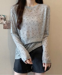 ドット柄シアー長袖プルオーバー