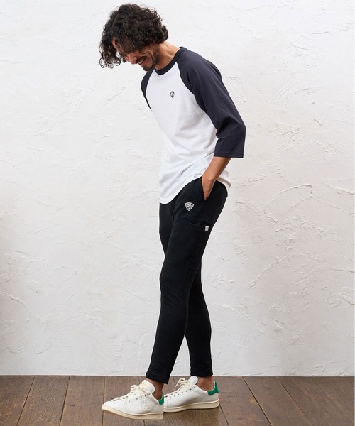 No Rain No Rainbow(ノーレインノーレインボー)の「mt10671- pick mini patch raglan T-shirt ラグランTシャツ(NR26W-26)(Tシャツ/カットソー・メンズ・ホワイト×ネイビー/ホワイト×ブラック/グレー系その他・M/XL/L/S)」の13枚目の写真