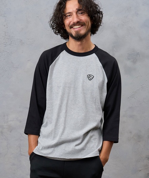 No Rain No Rainbow(ノーレインノーレインボー)の「mt10671- pick mini patch raglan T-shirt ラグランTシャツ(NR26W-26)(Tシャツ/カットソー・メンズ・ホワイト×ネイビー/ホワイト×ブラック/グレー系その他・M/XL/L/S)」の14枚目の写真